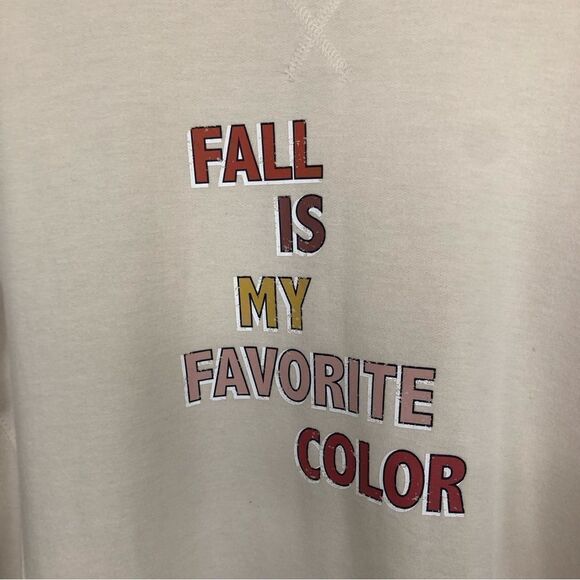 C&C California “My Favorite Color Is Fall” Sweatshirt Beige Size Large - Picture 3 of 8